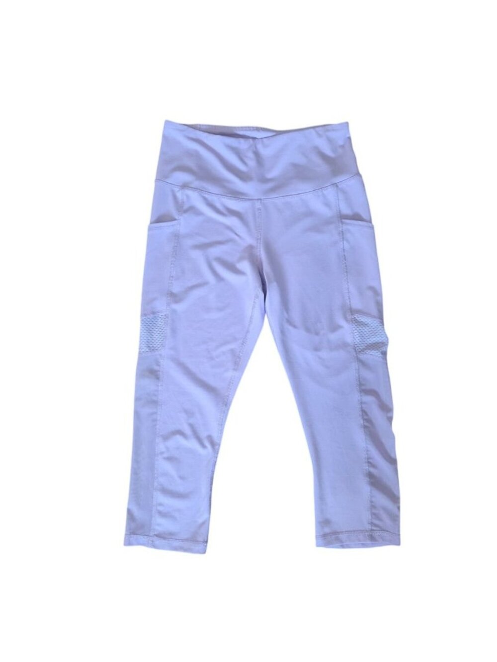 Reebok Women's Capri Leggings Medium Light Lavender Side pocket High Rise Stretc